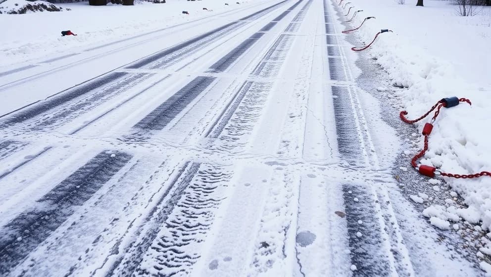 Varning för snö och is på vägen